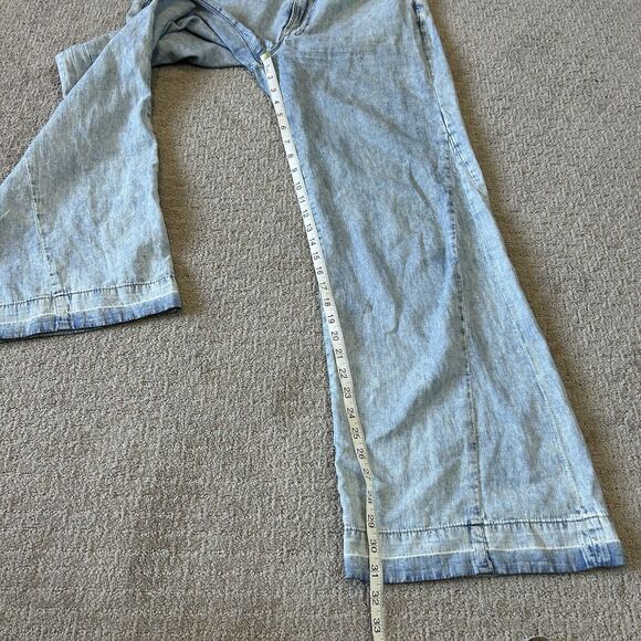 Frame Jeans Women’s 28 Le Baggy Palazzo Light Blue Wash Raw Hem Wide Leg Boho - Picture 14 of 14